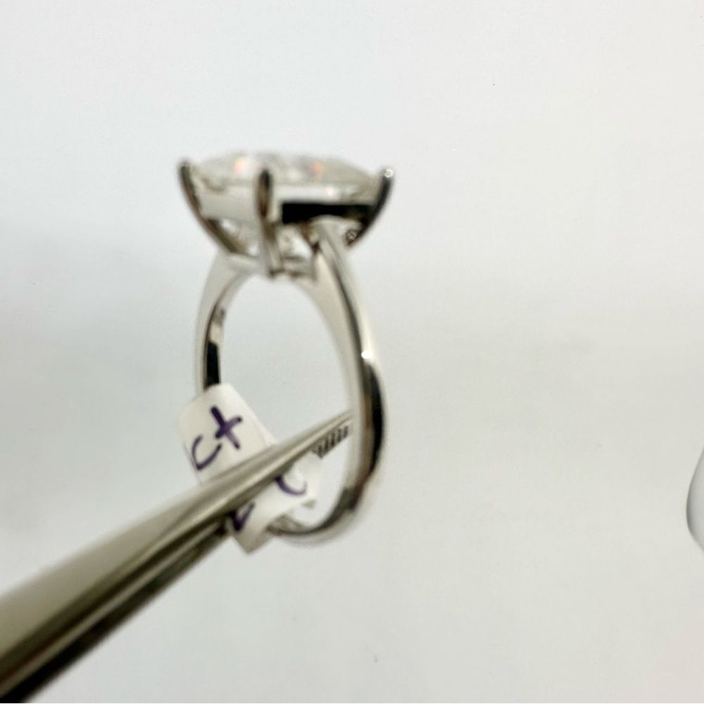 4 Carat Princess Cut Moissanite Ring 18k White Gold Finish Wedding Anniversary - Picture 8 of 12